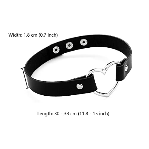 Borsgye 3 Stück Leder Choker Halskette Damen Gothic Punk Rock Halsband PU Leder Choker Kette Einstellbar Band Kragen Breit - Schwarz
