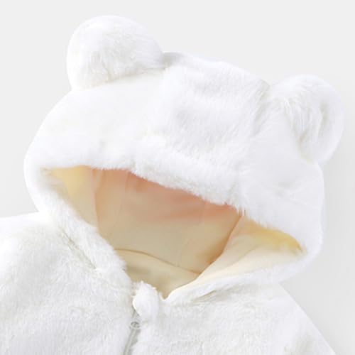 Unisex Boys Girls Sherpa Jackets Cute Ear Winter Hoodies Fleece Warm Zip Up Hooded Outerwear with Pockets 2-7 Years2