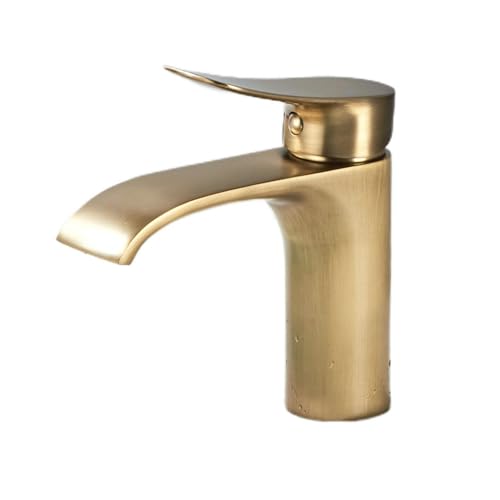 SHUNLI Robinet Salle Bain Cascade - Mitigeur Lavabo Rétro en Laiton Bronzé - Robinet de Lavabo Laiton Antique Eau Chaude et Froide Disponible