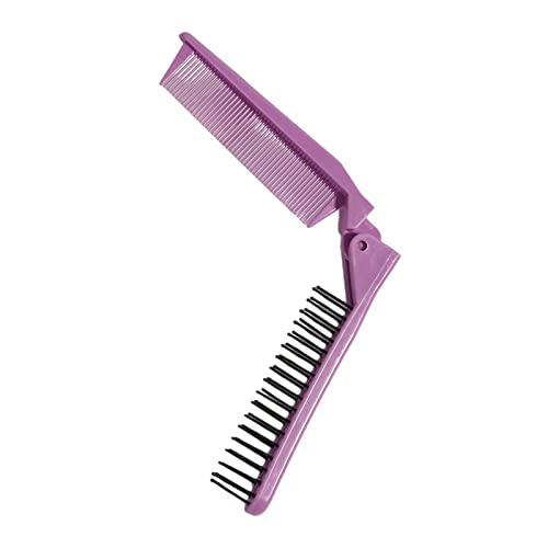 Amagogo Peigne à Cheveux Pliable, Beau, Pratique, Mini Peigne de Poche, Portable, Peigne Pliant Rotatif, Brosse à Cheveux pour Hommes Femmes, violet Cover