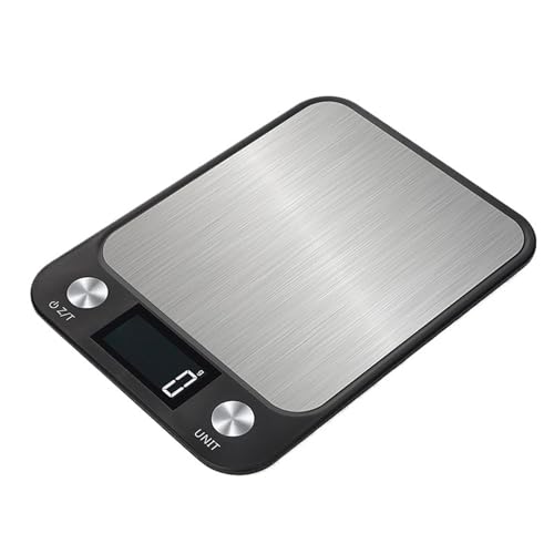 HFWRDVJCM para Uso doméstico y de Oficina Báscula de Cocina for Pesar Alimentos y café, báscula Digital electrónica Inteligente, diseño de Acero Inoxidable for cocinar y Hornear.(Black Battery,15Kg)