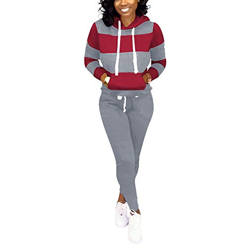 Nimsruc Two Piece Outfits For Women Jogging Suits Casual Small 3136 Wine Red Gray