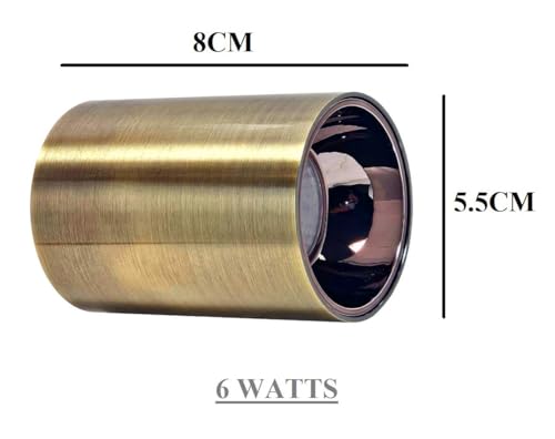 Image of Mufasa 6 Watts Gold Finish LED Round Surface Light Cylindrical Shape Indoor Ceiling Mounted Spot Light Down Light Aluminum Body (Warm White)