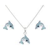 SET 925 SILBER - Das hochwertige FIVE-D Kinder Ohrringe Anhänger Schmuck Set mit Kette. Entscheide dich für den eleganten Kinderschmuck und die süßen Ohrstecker für Mädchen.