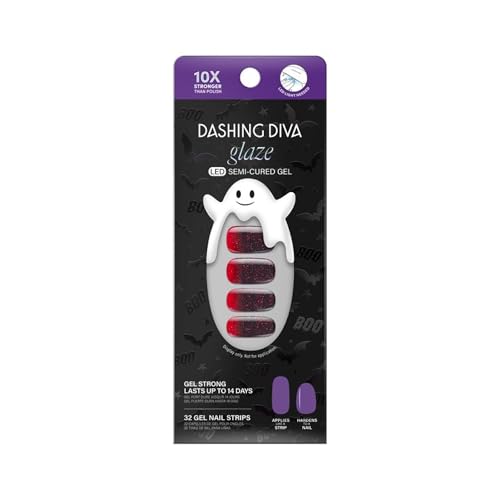 Dashing Diva Glaze Nail Strip Set - Just My Blood Type - Long Lasting Chip Resistant Semi-Cured Gel Nail Strips - Gel Set - 4-Piece Manicure Kit with 32 Strips