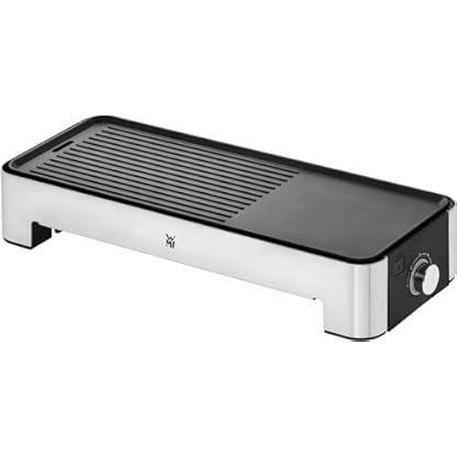WMF Küchenminis Tischgrill elektrisch für 2 mit Gemüsepfännchen, Elektrogrill klein mit kompakter Grillfläche, variable Temperatureinstellung, 1000 W