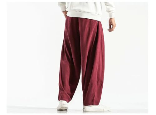 Men's Harem Pants Sweatpants Male Cotton Loose Trousers Casual Pants Red 4XL2