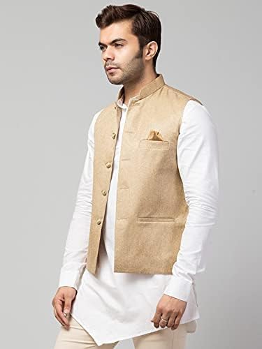Men's Traditional Cotton Blend Solid Nehru Jacket/Waistcoat Jacket4