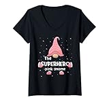 Photo Gallery donna superhero gnome family matching christmas funny gift pajama maglietta con collo a v Photo Gallery donna superhero gnome family matching christmas funny gift pajama maglietta con collo a v