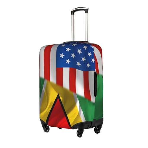 Travel Luggage Cover America Flag And Guyana Flag Fashion Washable Baggage Suitcase Protector Fit For Luggage Small2