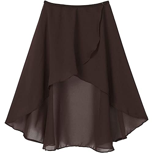 Kkmeter Women's Ballet Dance Skirt Long Chiffon Irregular Midiskirt Sheer Wrap Scarf Asymmetric Skate Training Dress (Coffee, Onesize) #TOP6