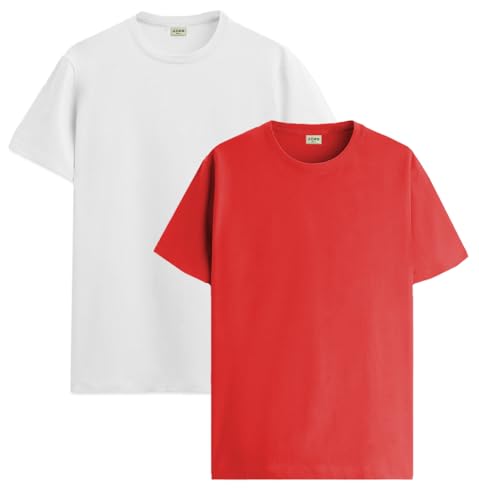 Image of ADRO Men's Cotton Regular Fit Combo Plain Solid T-Shirt Pack of 2