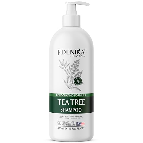 EDENIKA BOTANICALS Tea Tree Oil Shampoo, Soothes Itchy & Dry Scalp, Deep Cleansing for Dandruff & Buildup, Hydrates & Refreshes, Sulfate Free, Natural Shampoo for Women & Men – 16 fl oz