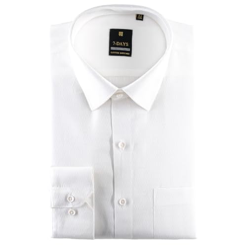 Image of 7-DAYS Premium Men's Formal Shirts - Cotton Rich, Textured Self-Design, Full Sleeve, Regular Fit, Wrinkle Resistant, with Pocket - Perfect for Office