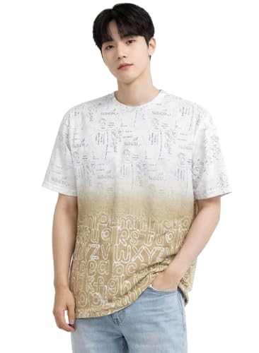 Image of London Hills Men's Cotton Printed Ombre Gradient T-Shirt | Loose Fit Casual Wear | Short Sleeve Crew Neck | Soft Breathable Fabric for Daily & Streetwear Use
