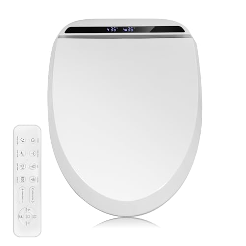 Kwanner Intelligenter Smart Toilettensitz, Länglich, Elektronisches Bidet, WC Dusche, Beheizter Sitz Japanische Toilette, Mit Seitlichem Bedienelement, Selbstleerender Wassertank-Technologie (Modern)