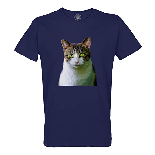 T-shirt homme chat européen blanc et tigre en coton bio col rond