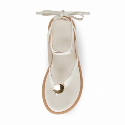 Image of Flat Sandals for Women Strappy Sandals Comfortable Dressy Beach Flip Flop Slides Thong Sandals for Women with Metal Circular