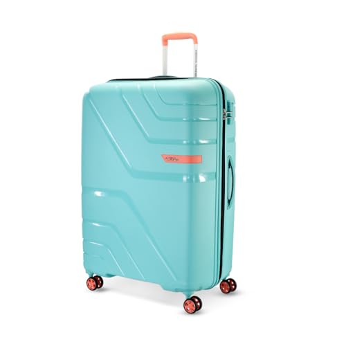 Image of American Tourister Upland Sport 79 CM Large Check-in Luggage, Polypropylene (PP) Hardside 8 Wheels Spinner Luggage with Combination Lock, Suitcase /Trolley Bag for Travel - Blue