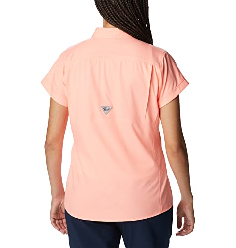 Columbia Women's Skiff Guide Short Sleeve Woven, Tiki Pink, Large #TOP1