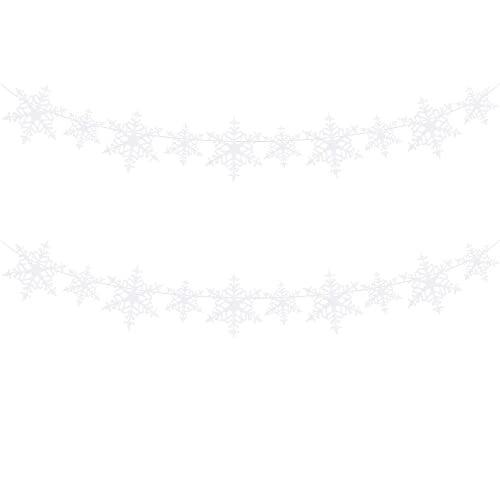 FAZHBARY White Snowflake Garland Felt Banner Winter Garland Snow Banner