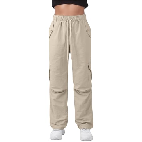 Baggy Cargo Pants Women Drawstring High Waisted Waterproof Hiking Pants Summer Wide Leg Tactical Pants with Pockets4