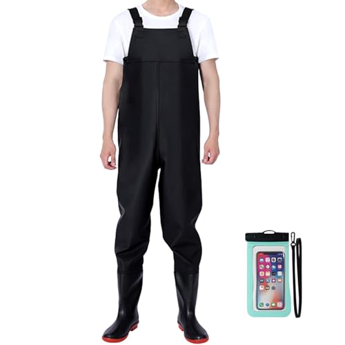 Aosethefrt Fishing Chest Waders and Waist Wader Pants for Men, Multifunction Waterproof PVC Lightweight Bootfoot Black Insulated Wading for Outdoors Saltwater...