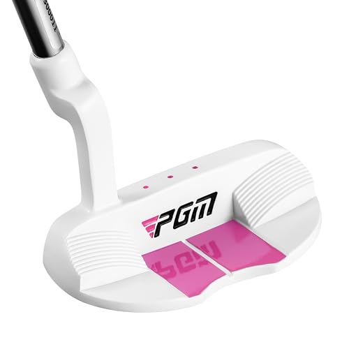 PGM Kids Junior Putter Golf Club Right Handed Soft Grip Putter with Alignment line for Age 8-12 White Rose Pink