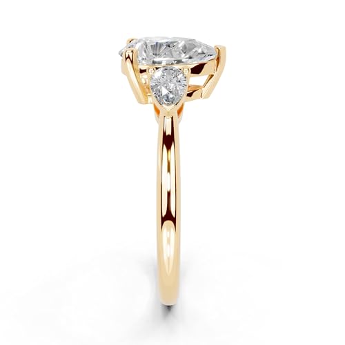 1-5 Carat 14K 18K Gold Platinum Pear Cut 3 Prong Three Stone Lab Grown Diamond Ring, Engagement, Anniversary Wedding, IGI Certified Promise Rings for Women (1-5 Ct, F-G Color, VS1-VS2 Clarity)3