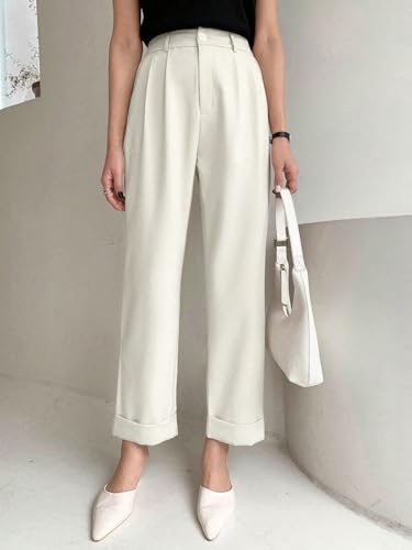SECOLI Women's 2024 Casual White Pant Straight-Leg Casual Pants3