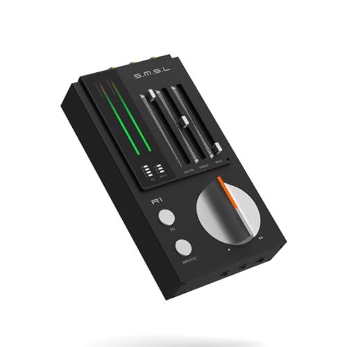 SMSL R1 DAC Amplificatore per Cuffie, Convertitore Audio Digitale ad Analogico Desktop USB C per Gaming PC PS5, Ingresso Microfono/USB/OTTICO/Coassiale, Uscita Bilanciata 3,5 mm/4,4 mm/RCA, Nero