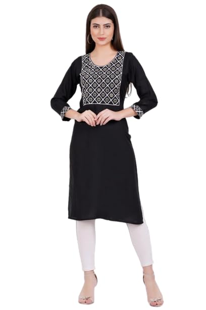 Image of Chikan Work Embroidery on Rayon Cotton Kurti: Timeless Craftsmanship Meets Modern Elegance. Elevate Your Style