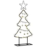 vidaXL Albero di Natale in Metallo con Supporto Nero 60 cm Acciaio, Albero di Natale Metallico Minimalista, Decorazione Moderna per Feste, Accento Festivo per Interni