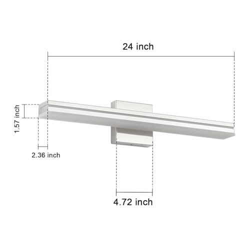 Image of SineRise 24-Inch LED Modern Bathroom Vanity Light Bar, Chrome Modern Acrylic Bathroom Wall Lighting Fixtures Over Mirror (Cool White 6000K)