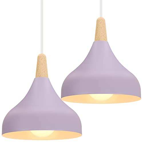 iDEGU Lot de 2 Lustres Suspensions Rétro Suspension Luminaire Moderne Style Goutte Chapeau Plafonnier E27 Métal Lampe Suspension pour Chambre Salle à Manger...