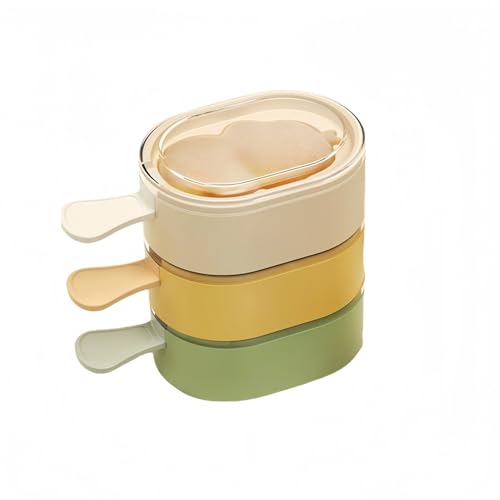 カモ型アイスキャンデーモールド 3段重ねシリコン製アイス型 | 食品級シリコン・フタ付き | 子供向けかわいいデザイン | 簡単脱型・冷凍保存可能 | 手作りアイスクリーム型 (ミックスカラー)