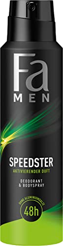 Fa Men Deodorant & Bodyspray Speedster (150 ml), Deospray mit aktivierend-frischem Duft, Deo ohne Aluminium für bis zu 48h Deo-Schutz, hinterlässt keine Deo-Rückstände
