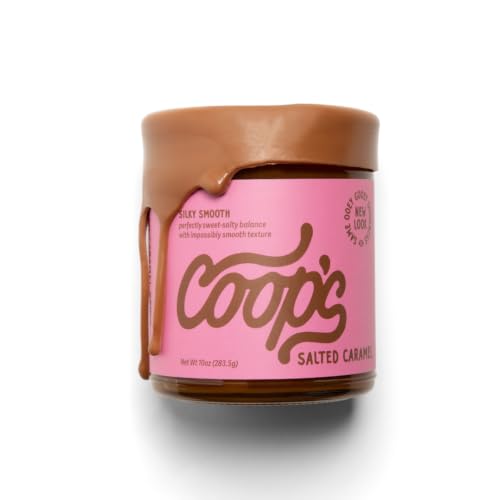 Coop's Salted Caramel Sauce: Rich and Buttery, Gourmet, All Natural, Handcrafted, Gluten Free, Non-GMO, Award Winning, Ice Cream Toppings, Desserts, 10 Ounce