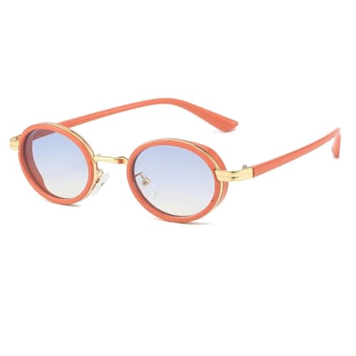 Lunettes de soleil ovales femme orange-bleu-marron rétro punk