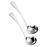 Beatifufu 2 Piezas Cucharas para Servir Sopa Inoxidable con Mango Ergonómico y Diseño Vintage de Utensilios de Cocina para Hogar Restaurante y Regalo de Cocina