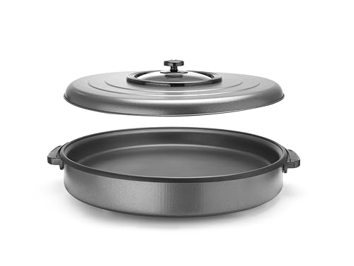 Miniatura 4 de Hendi Sartén Eléctrica Multiusos, Paellera Cazuela Olla Plancha, De Fiestas, Revestimiento Antiadherente, Termostato, Con Tapa, Interior: Ø55cm Profundidad: 6cm, 230v, 1600w, Ø620x H 190mm, Aluminio