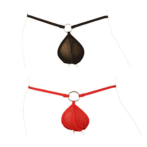 Mens 2 Colors Pack Micro Brief Thongs Sleepwear Lingerie Breathable Boxer Sexy Underwear Hot Underpants Gift for Husband or Boyfriend