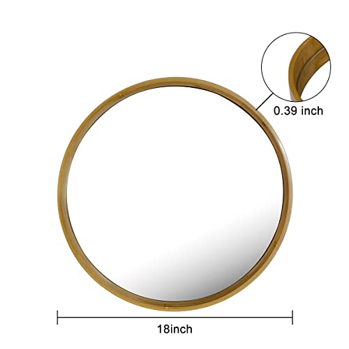 Bamboo Wall Mirror 18 Inch Round Mirror Bathroom Mirror Circle Mirror With Natural Bamboo Frame Make Up Mirror Vanity Mirror Entryway Living Room Bedroom #TOP2