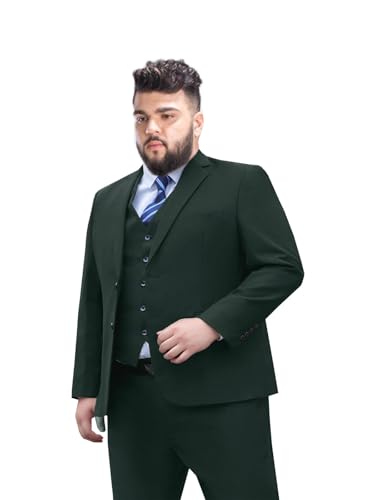 Men's Plus Size 3 Pieces Suit Big Tall Notch Lapel Two Buttons Wedding Tux Vest Pants2