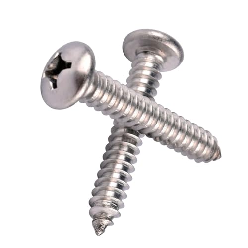 50 Piezas Tornillos para Madera #14 x 1-1/2 pulgadas con Cabeza Pan Phillips de Acero Inoxidable 304 18-8 Autorroscantes