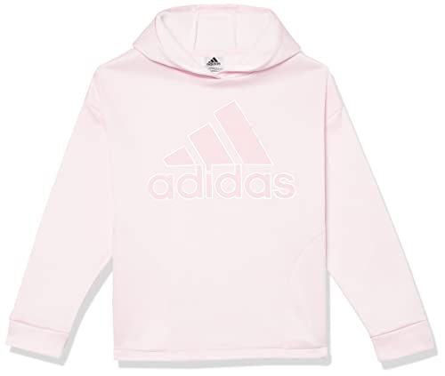 adidas Girls' Long Sleeve Mélange Hooded Fleece Pullover