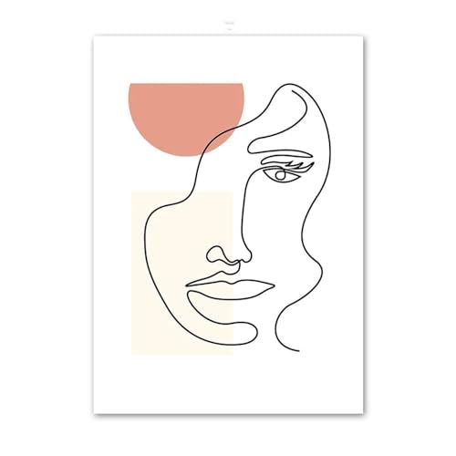 Art mural abstrait visage pour salon contemporain et chaleureux - 3