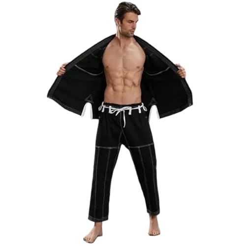ANQKYO Trajes De Judo Trajes de Judo Jujitsu BJJ Gi Traje tamaño Adulto Artes Marciales Kimono Uniforme de Lucha for Judo(Black,120CM)