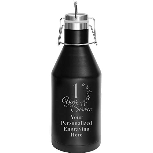Crown Awards 1 Year of Service Growler, 64 oz Custom Employee Stainless Steel Growler Gift, Engraving Included Prime
