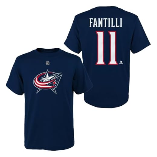 Outerstuff Adam Fantilli Columbus Blue Jackets #11 Youth Boys Size Player Name & Number T-Shirt (Navy, Youth Large-14/16)